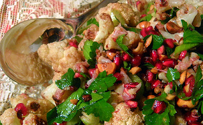 Platter of Cauliflower with Serving Spoon