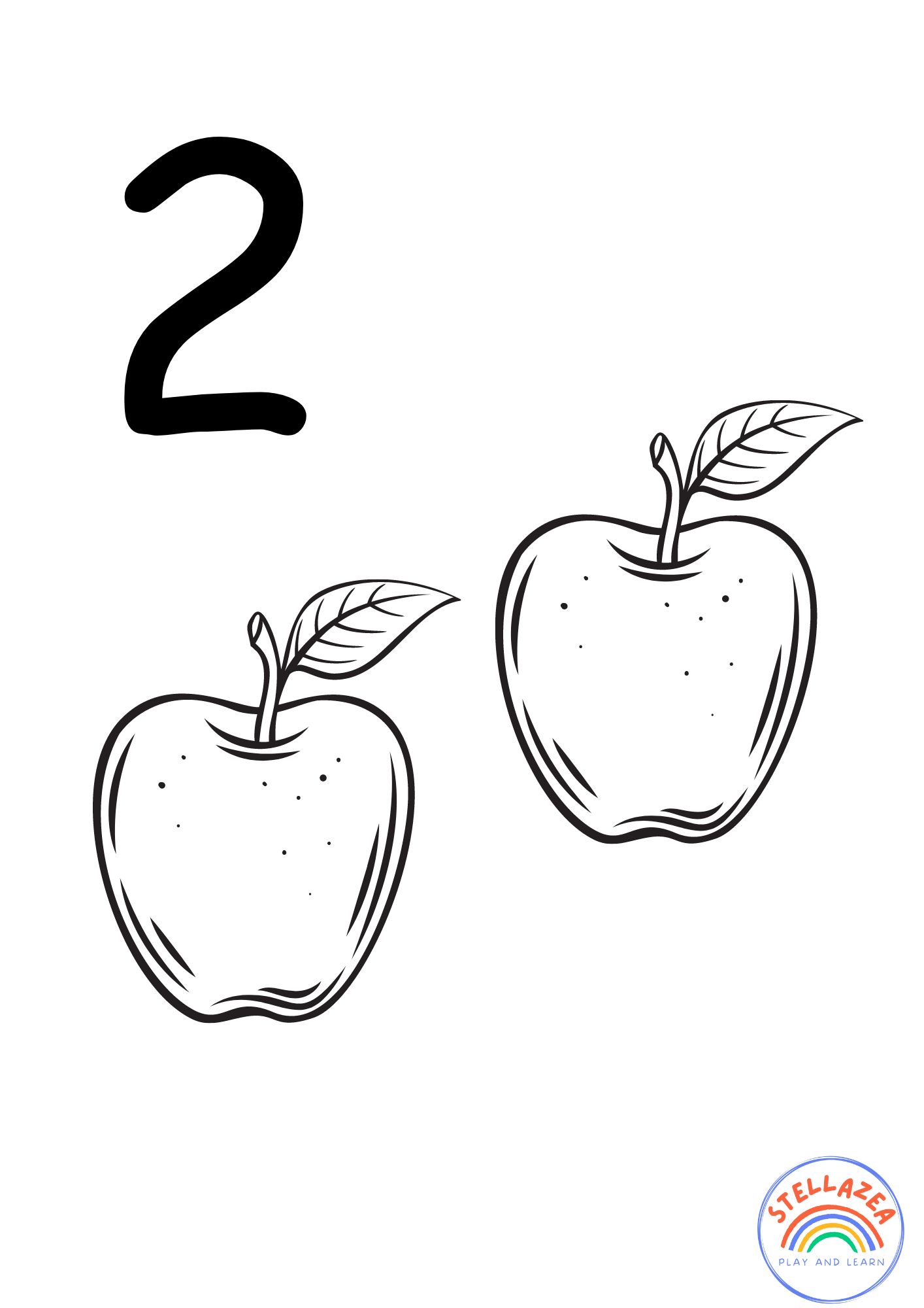 Number 2 Worksheet - Apple coloring page