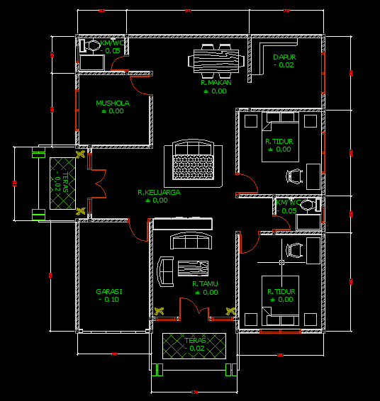 33+ Top Inspirasi Denah Rumah Minimalis Autocad