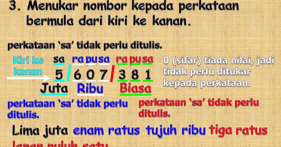 AZIMAT MATEMATIK: MENUKAR NOMBOR KEPADA PERKATAAN.