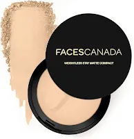 FACESCANADA Weightless Stay Matte Finish Compact Powder - Natural, 9g | Non Oily Matte Look | Evens Out Complexion | Hides Imperfections | Blends Effortlessly | Pressed Powder For All Skin Types