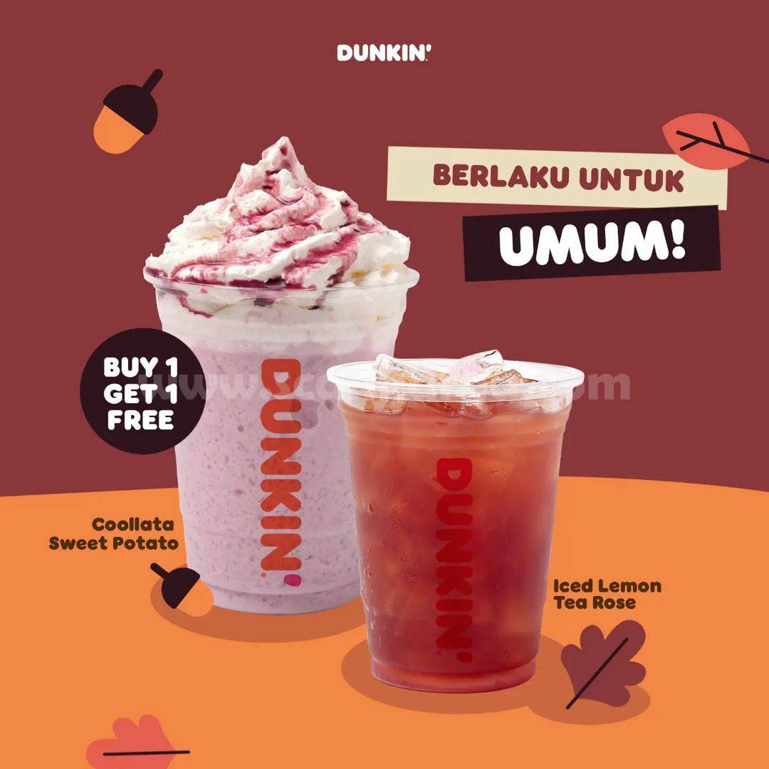 DUNKIN DONUTS Promo BUY 1 GET 1 Free Iced Lemon Tea Rose