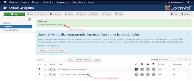 Cara Membuat Kategori di Joomla 3.X