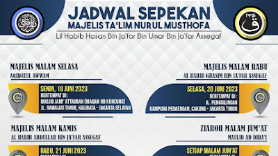 Jadwal Majlis Nurul Musthofa 18-24 Juni 2023