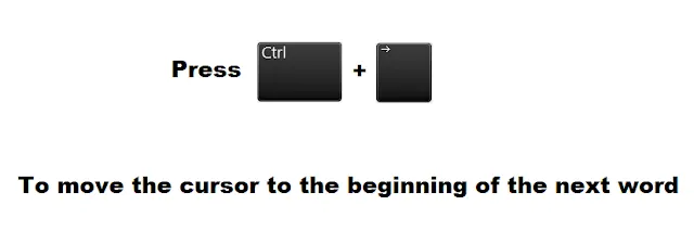 ctrl plus right arrow shortcuts for windows