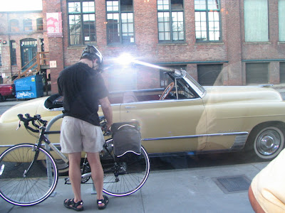 John Bennett's 1947 Cadillac in Georgetown Seattle in front of Calamity 