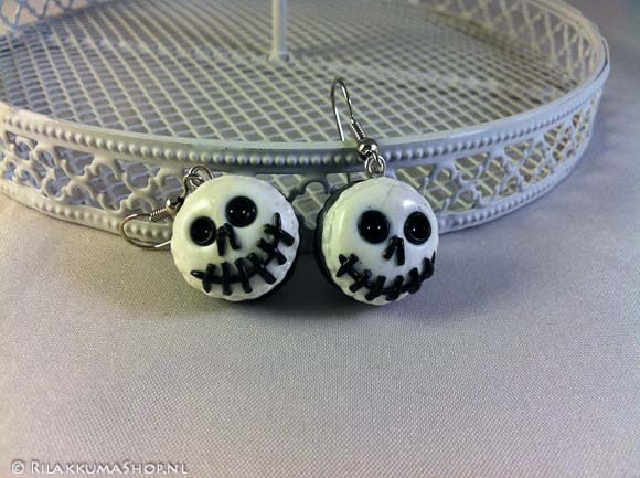Kawaii Halloween “Jack Skellington” Macarons earrings