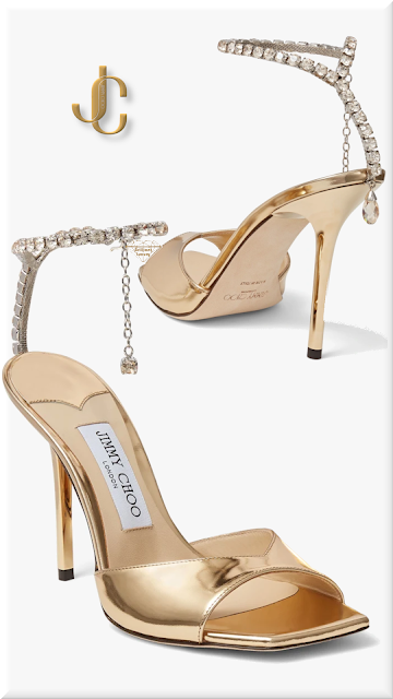 ♦Jimmy Choo Saeda 110 gold liquid metal sandals with crystal embellishment #jimmychoo #shoes #gold #brilliantluxury