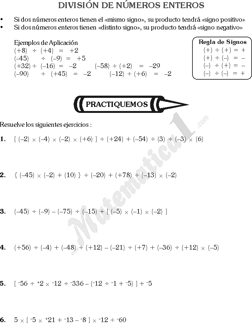 Operaciones Con Numeros Enteros Ejemplos Ejercicios De Matematica