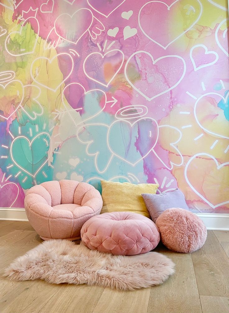 Pink wallpaper Ideas for dorm rooms