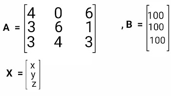 Matrix method of solving linear equations of three variables