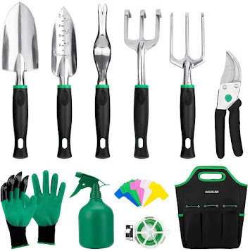 GIGALUMI Garden Tools Set -11 Piece Heavy Duty Gardening Tools
