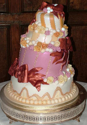 wedding cake with ribbon