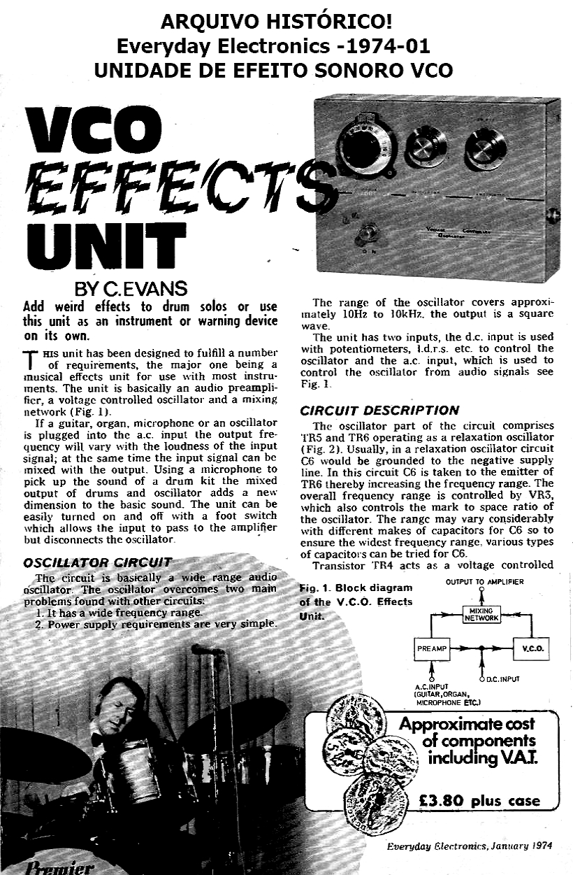 Everyday Electronics - 1974/01 UNIDADE DE EFEITO SONORO VCO