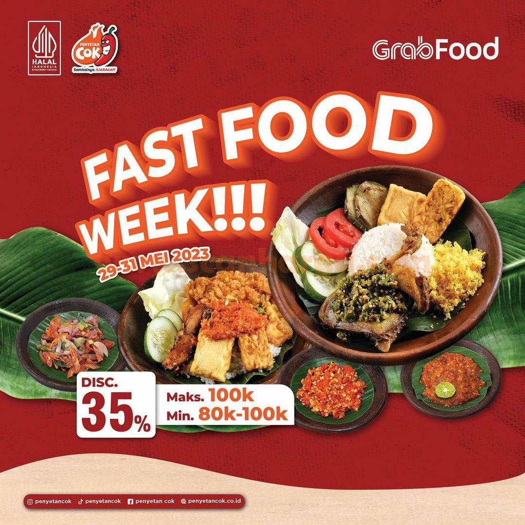 PENYETAN COK Promo GRABFOOD FAST FOOD WEEK DISKON 35%