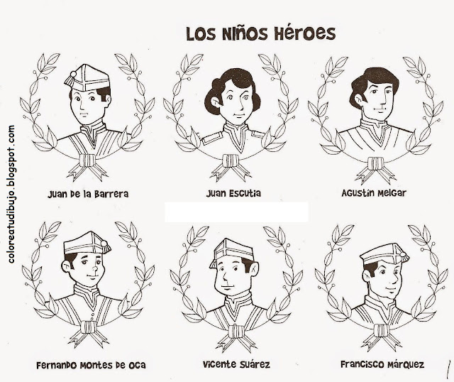 Los niños heroes para colorear