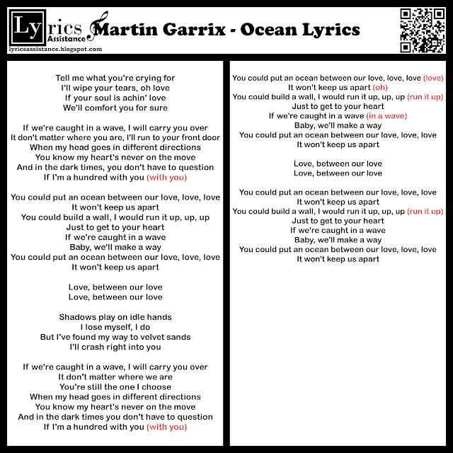 Martin Garrix - Ocean Lyrics | lyricsassistance.blogspot.com