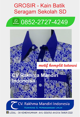 grosir!!! kain batik seragam sekolah TK, SD, SMP, SMA warna biru benhur motif bunga rampai,koleksi terbaru 2024 logo tutwuri handayani,kain BSY 100% polyester tebal, jual roll& meteran Murah, batik sekolah negeri