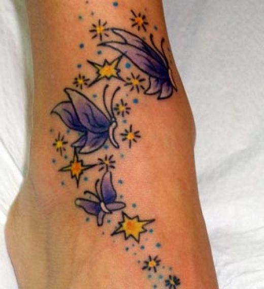 Butterfly Tattoo Designs Simple Blue Green Butterfly modern flower tattoo
