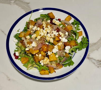 Roasted Butternut Squash and Pomegranate with Garlicky Honey Dijon Dressing