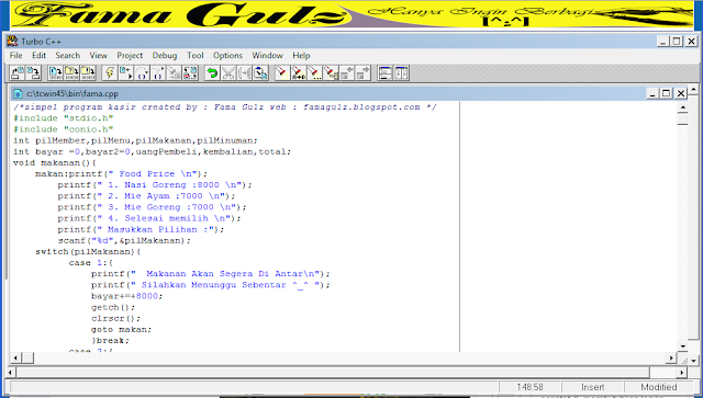 Contoh Program C quotKasirquot  Fama Gulz