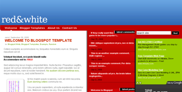 Red.White Blogspot Template - Blogger Blogging
