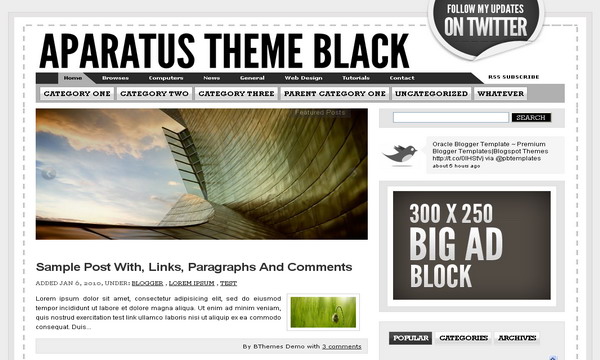 Aparatus Black Blogger Template