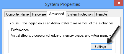  Adjust for Best Performance windows 8 step 2