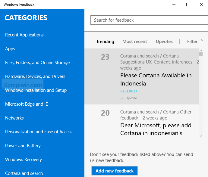 windows feedback