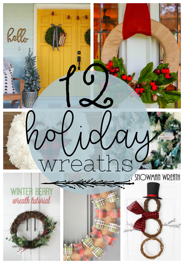 12 Holiday Wreaths at GingerSnapCrafts.com #wreaths #holiday #DIY