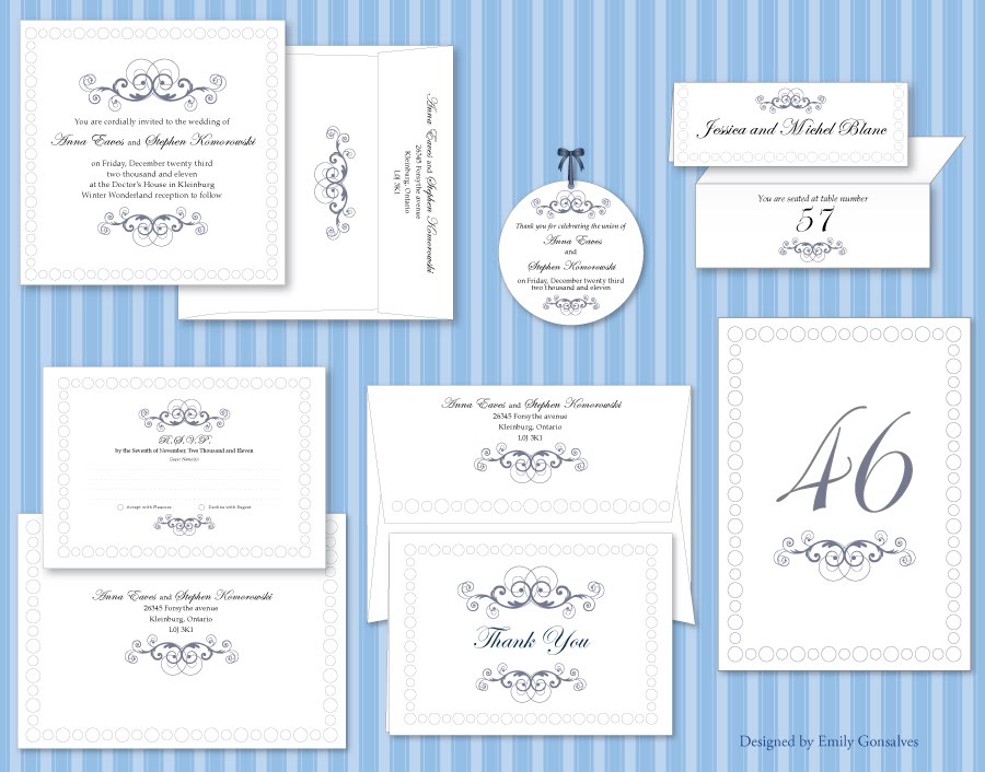 This is a wedding template suite that I designed around the theme of winter 