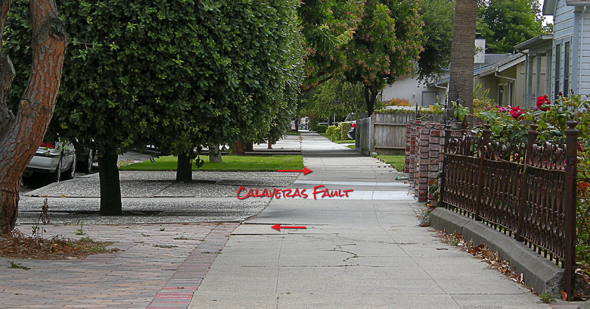 Sidewalk offset by creep, Hollister, California – Geology Pics