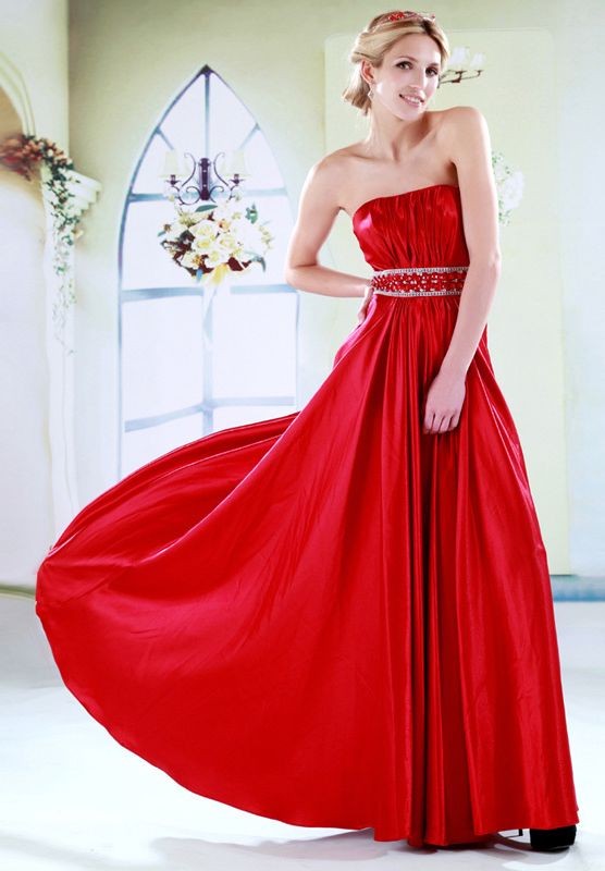 red long evening dress