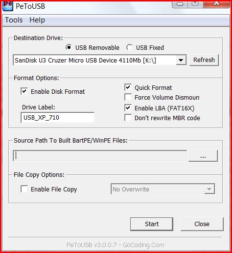 USB Boot Install Windows XP Asus Eee PC