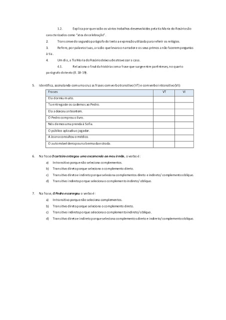 ATIVIDADES DE REVISÃO SOBRE VERBOS 8o ANO