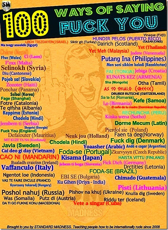 100 ways of saying FUCK YOU