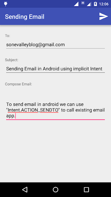 Sending Email in Android using Implicit Intent