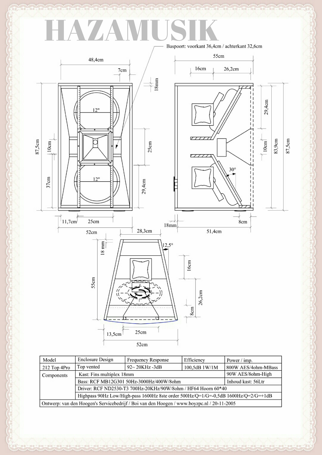 Skema Box Speaker 12x2 Twitter Untuk Lapangan Model 212top 4pro