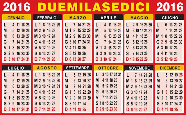 calendario 2016