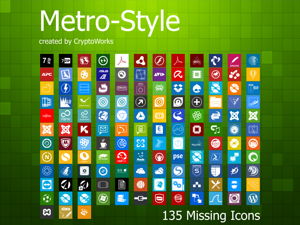 135 Windows 8 Metro Style Icons
