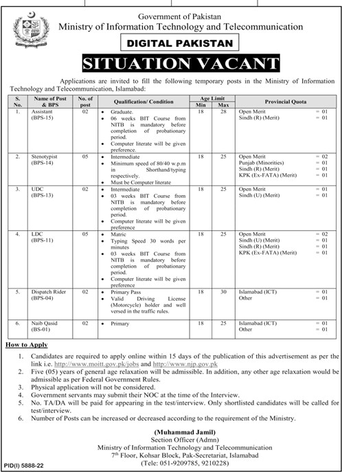 Ministry Of Information Technology Jobs 2023