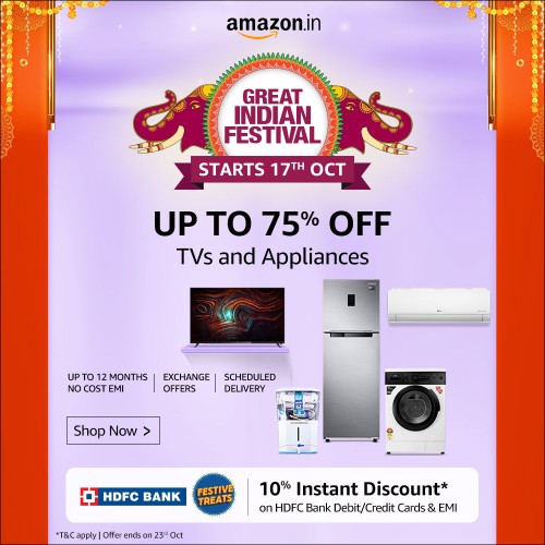 Amazon Great Indian Festival Sale TVs and Appliances