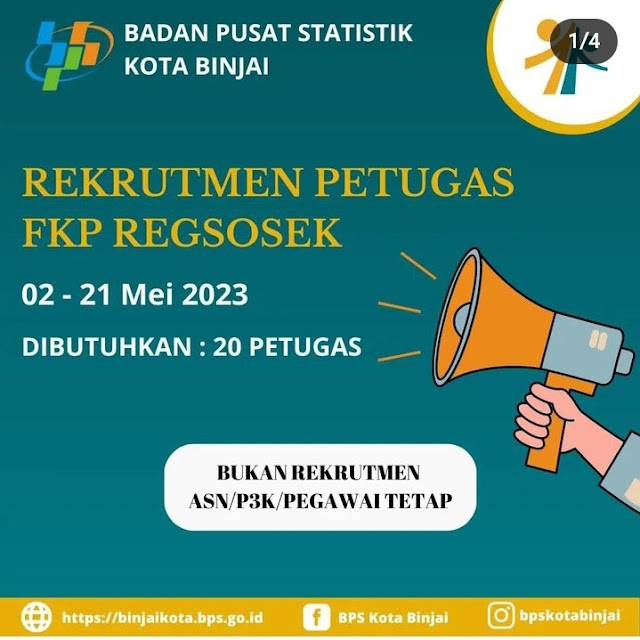 Rekrutmen Petugas FKP Regsosek BPS Binjai 2023