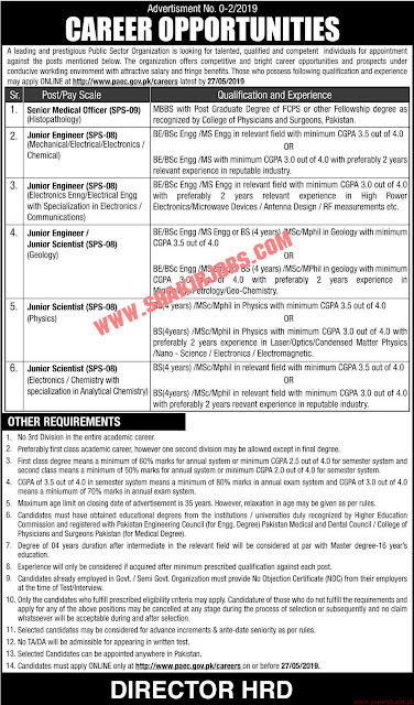 PAEC Jobs 2019 Apply Online for Junior Engineers, Junior Scientists & Medical Officer Latest