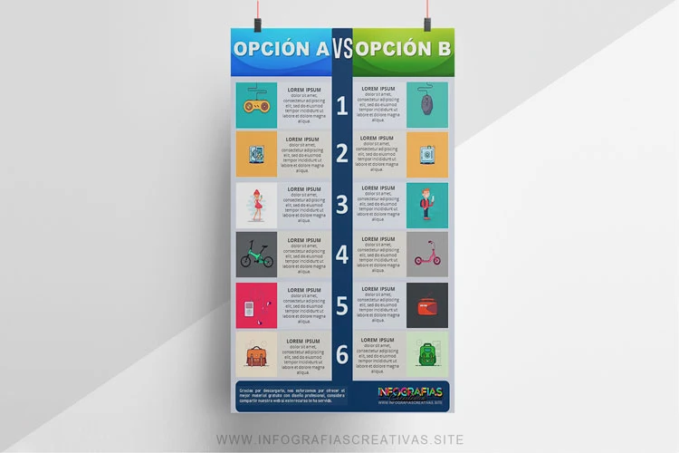 Plantilla ppt de infografía comparativa A versus B