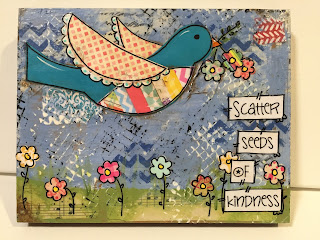 seeds of kindness, boho bird painting, bird sign