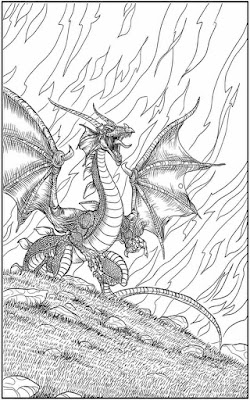 winged dragon printable adult coloring pages
