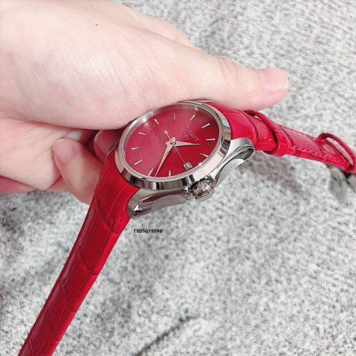 đồng hồ Tissot nữ dây da màu đỏ giá rẻ