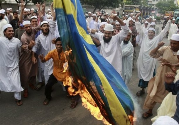 Αποτέλεσμα εικόνας για immigrants burning swedish flags