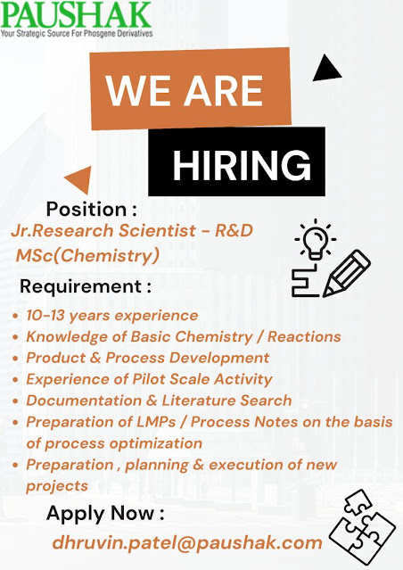 Paushak Group Hiring For R&D Department